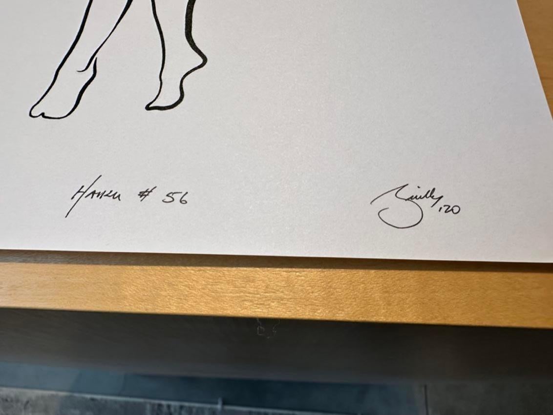 Haiku #56 - Digital Vector Drawing Standing Female Nude Woman Figure Arms Raised For Sale 1