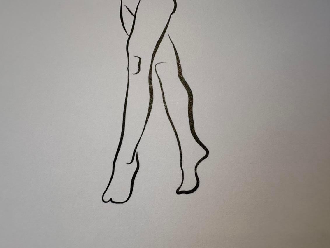 Haiku #56 - Digital Vector Drawing Standing Female Nude Woman Figure Arms Raised For Sale 2