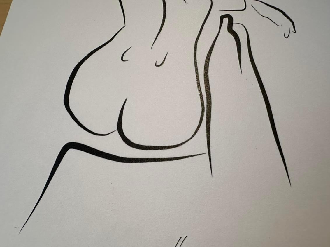 Haiku n°57, 1/50 - Dessin numérique d'un nu féminin assis , nu à l'arrière en vente 2