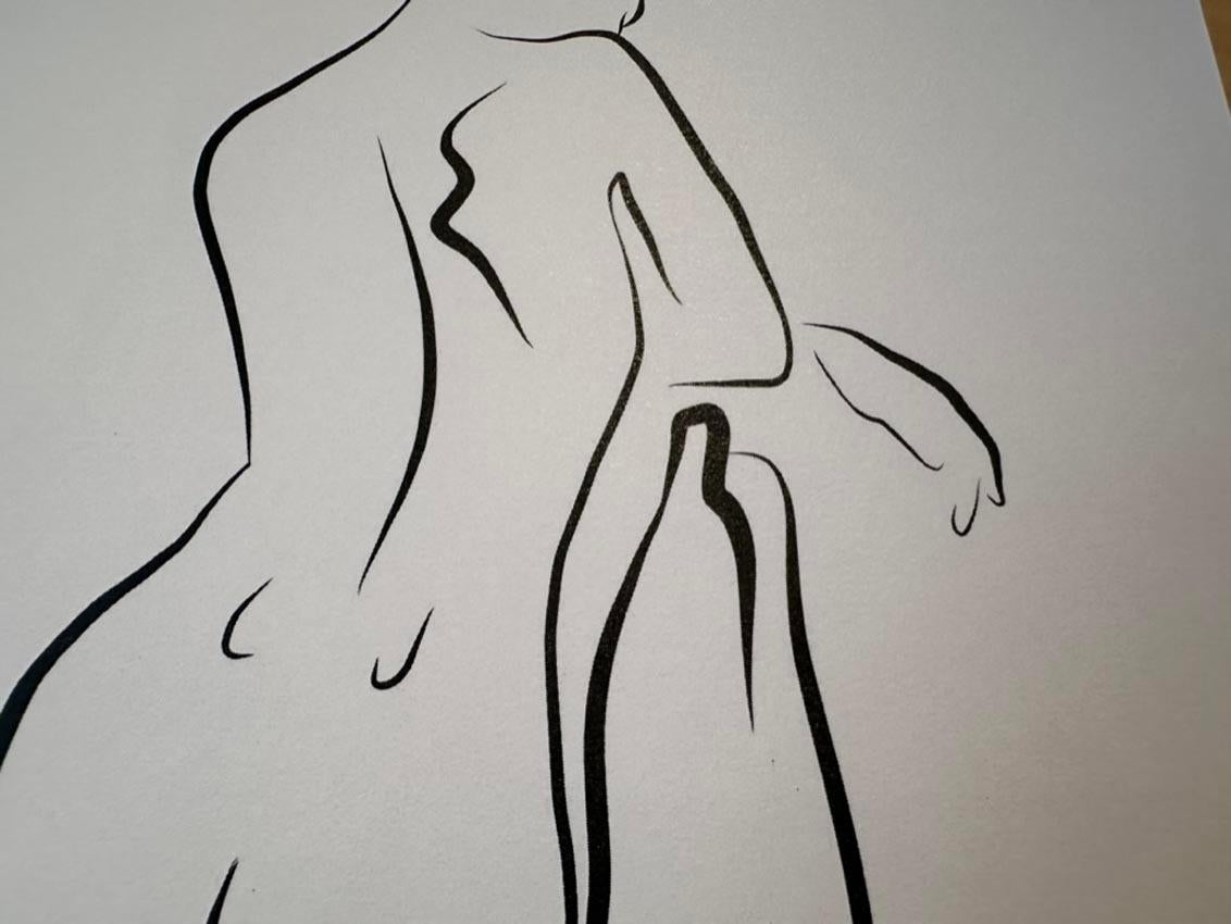 Haiku n°57, 1/50 - Dessin numérique d'un nu féminin assis , nu à l'arrière en vente 3