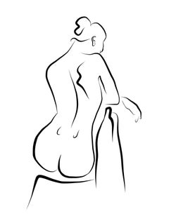 Haiku #57, 1/50 - Digital Vector Drawing Seated Female Nude From Rear