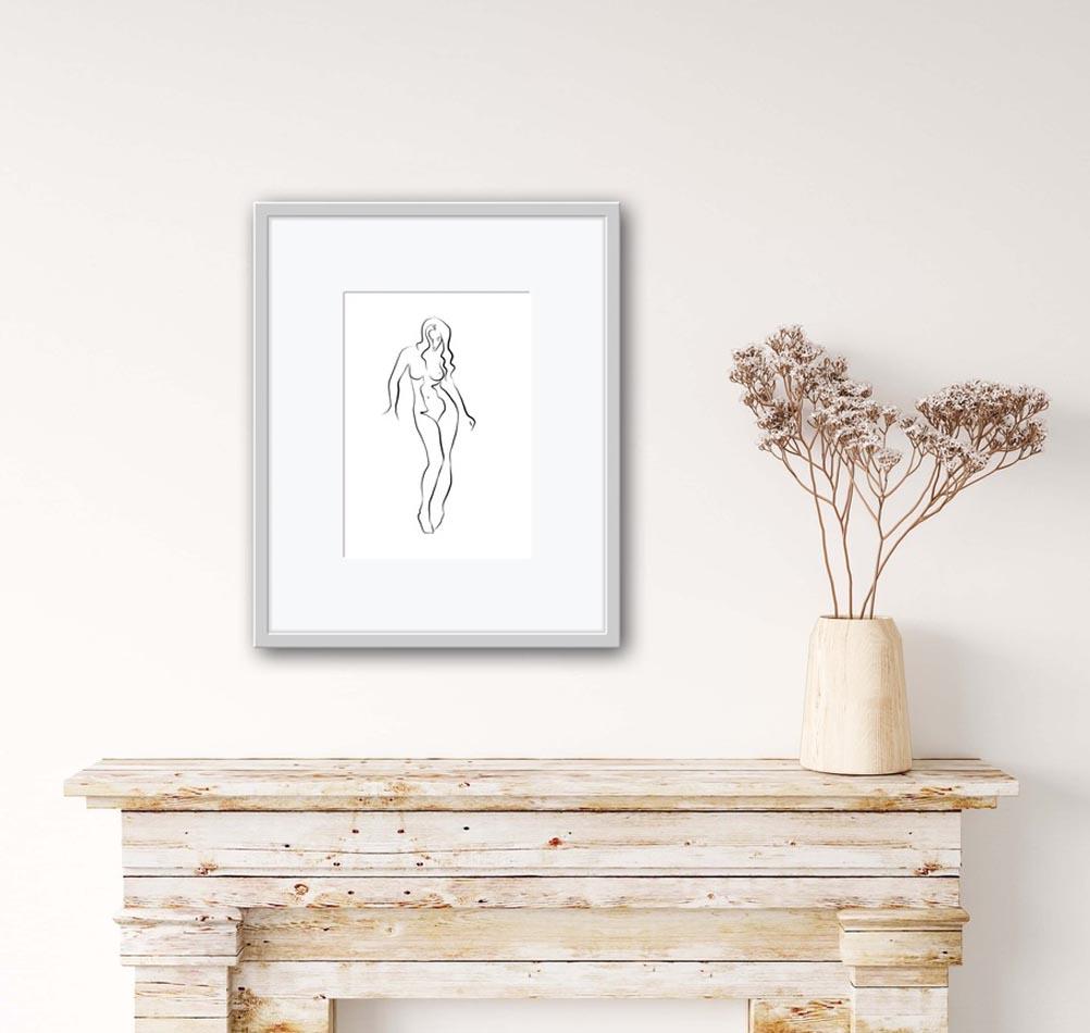 Haiku #58, 1/50 - Digital Vector Drawing Standing Female Nude Viewed Front For Sale 7