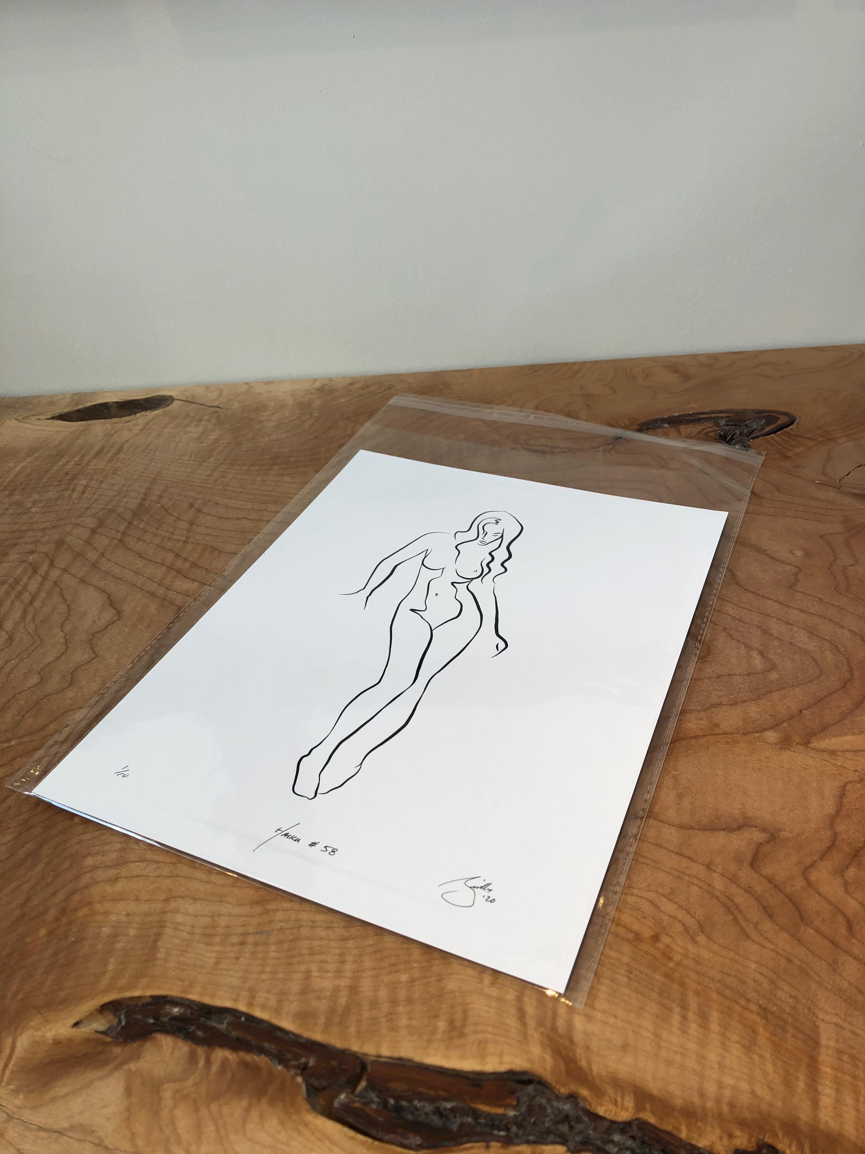 Haiku #58, 1/50 - Digital Vector Drawing Standing Female Nude Viewed Front - Print by Michael Binkley