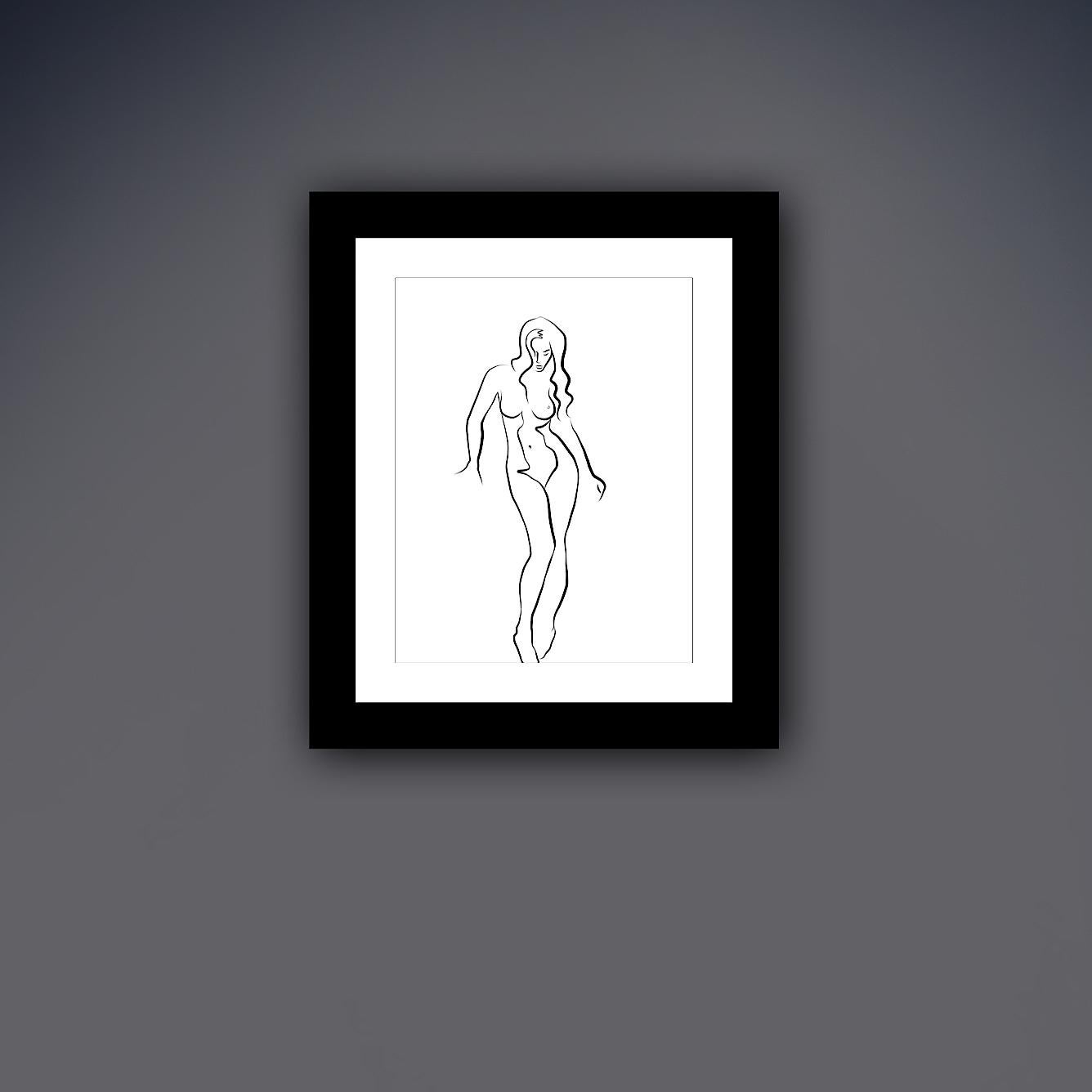 Haiku #58 - Digitale Vektor-Zeichnung Stehender weiblicher Akt von vorne gesehen (Zeitgenössisch), Print, von Michael Binkley