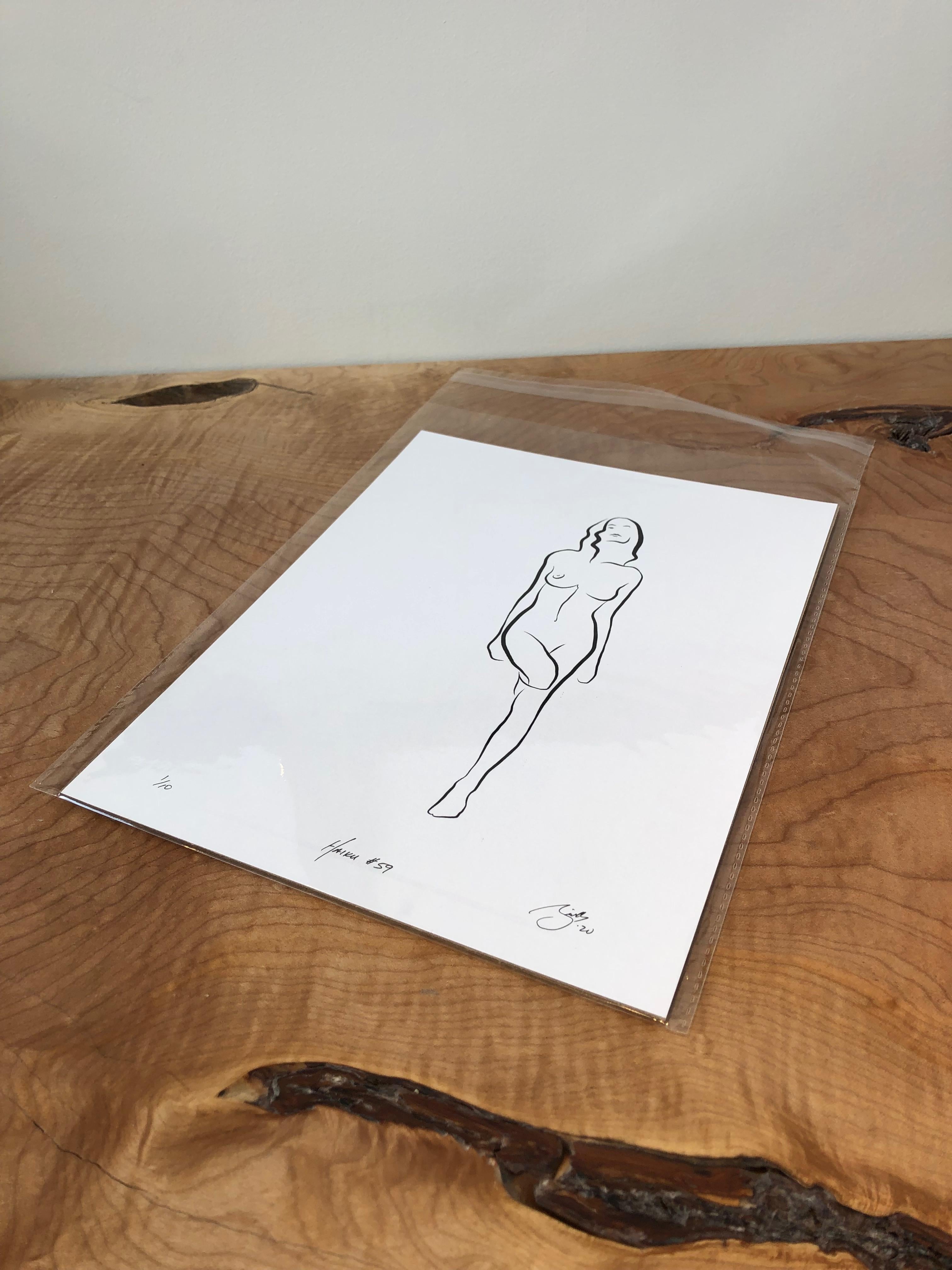 Haiku #59, 1/50 - Digital Vector Drawing Female Standing Nude - Print by Michael Binkley