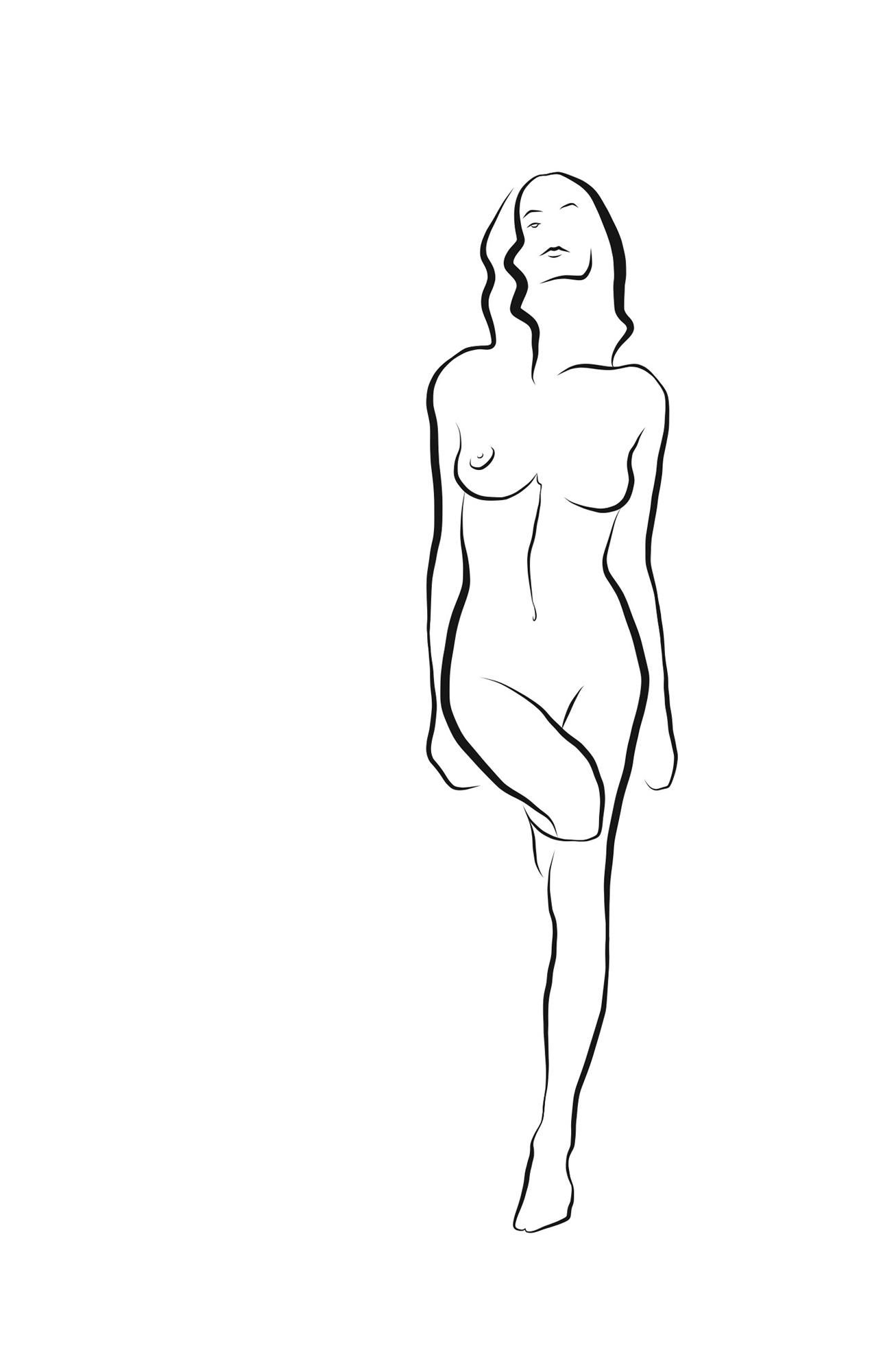 Michael Binkley Nude Print - Haiku #59, 1/50 - Digital Vector Drawing Female Standing Nude