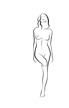 Haiku #59, 1/50 - Digitale Vector-Zeichnung eines weiblichen stehenden Akts