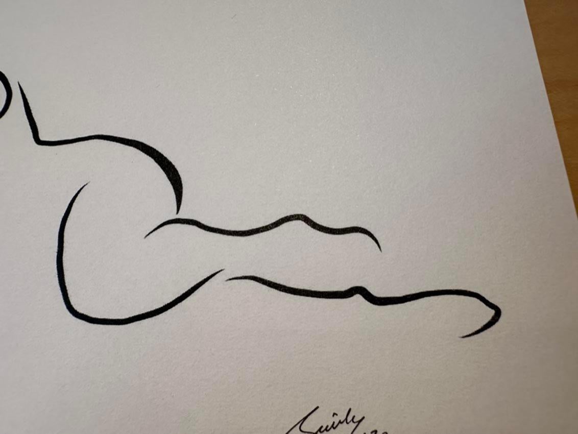 Haiku #6, 1/50 - Digital Vector B&W Drawing Female Nude Woman Figure with Snake For Sale 2
