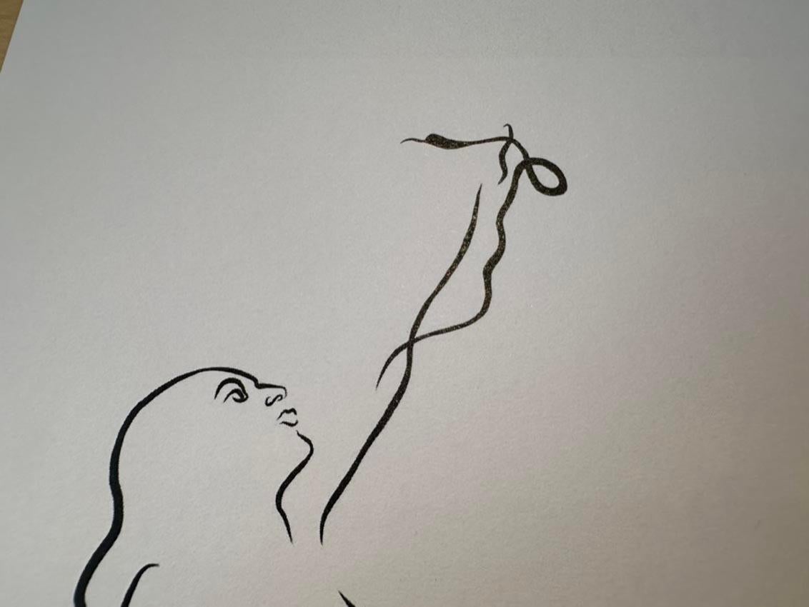 Haiku #6, 1/50 - Digital Vector B&W Drawing Female Nude Woman Figure with Snake For Sale 3