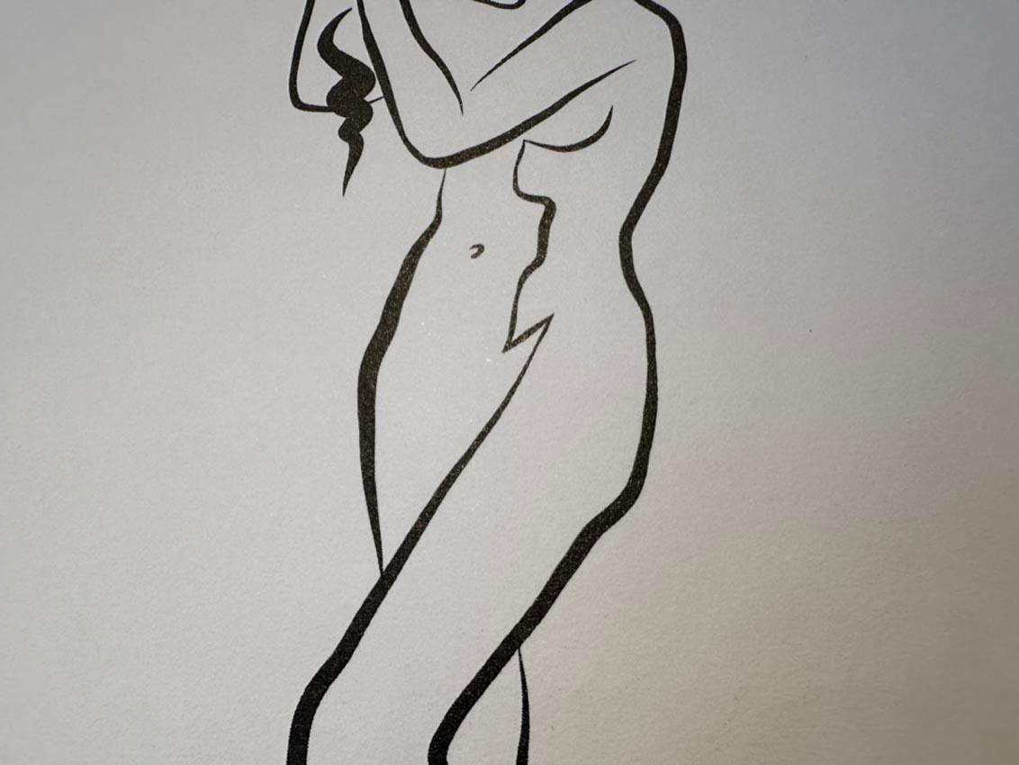 Haiku #60 - Digital Vector Drawing Female Nude Standing Arranging Hair For Sale 4