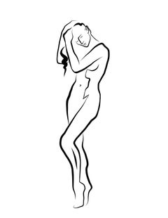 Haiku #60 – Digitale Vector-Zeichnung, weiblicher Akt, stehendes Arrangementshaar