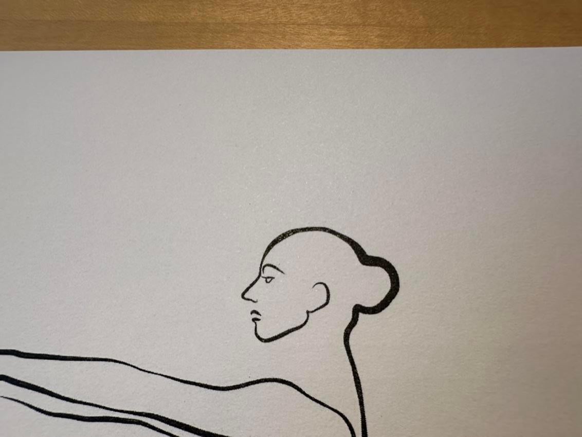 Haiku #61, 1/50 - Digital Vector Drawing B&W Female Nude Standing Tiptoe For Sale 5
