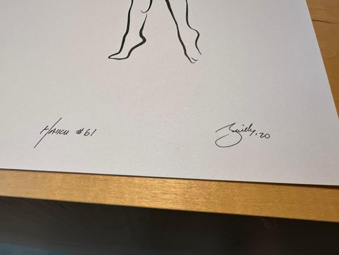 Haiku #61, 1/50 - Digital Vector Drawing B&W Female Nude Standing Tiptoe For Sale 2