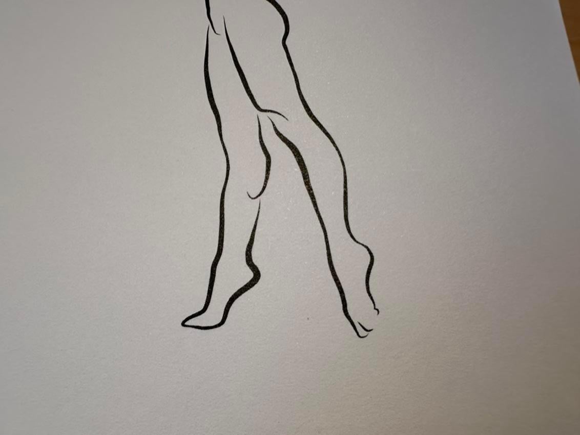 Haiku #61, 1/50 - Digital Vector Drawing B&W Female Nude Standing Tiptoe For Sale 3