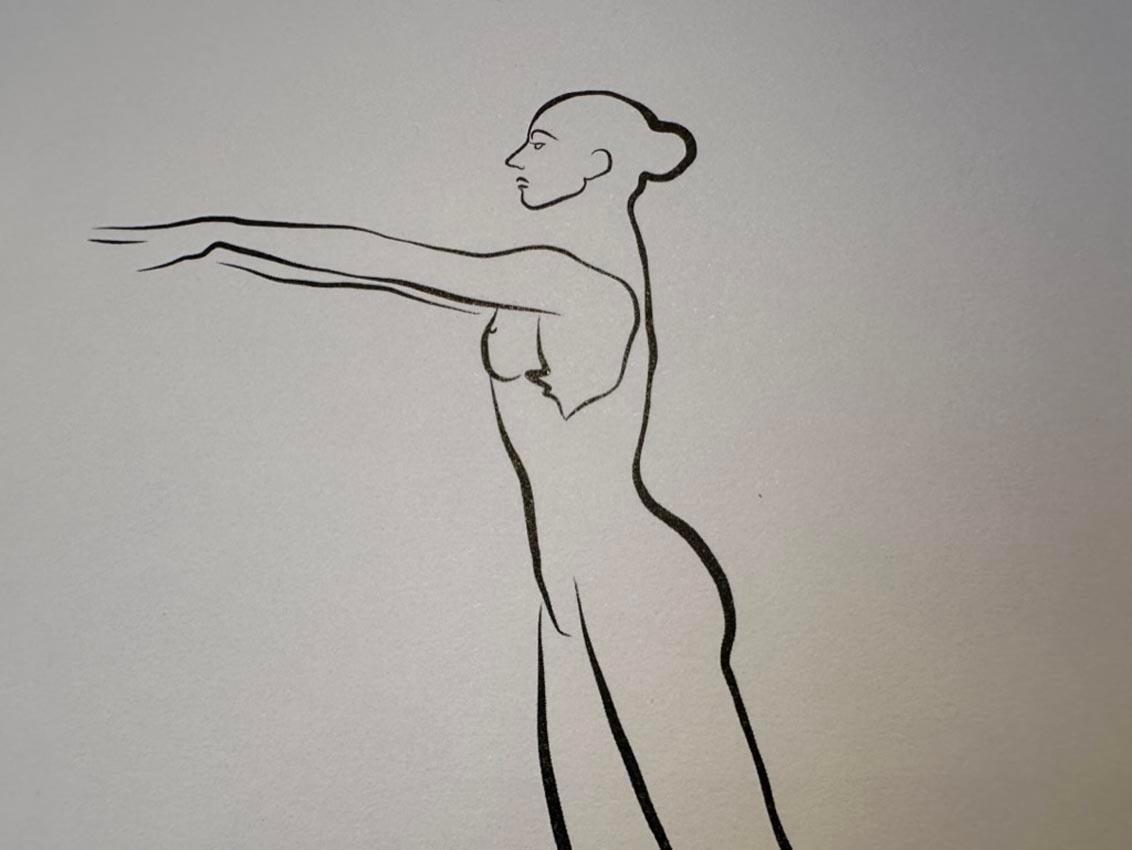Haiku #61, 1/50 - Digital Vector Drawing B&W Female Nude Standing Tiptoe For Sale 4