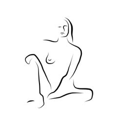 Haiku n° 7, 3/50   - Digital Vector Drawing B&W Sitting Female Nude Woman Figure