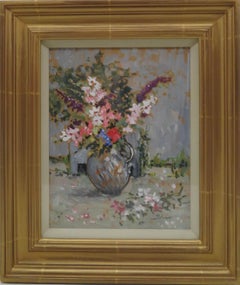 ORIGINAL STILL LIFE ENGLISH Oil Painting of Mixed Flowers