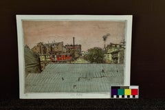 Michael Blaker, "Paris Rooftops, 49/90 Hand Colored Etching 12 1/2 x 16