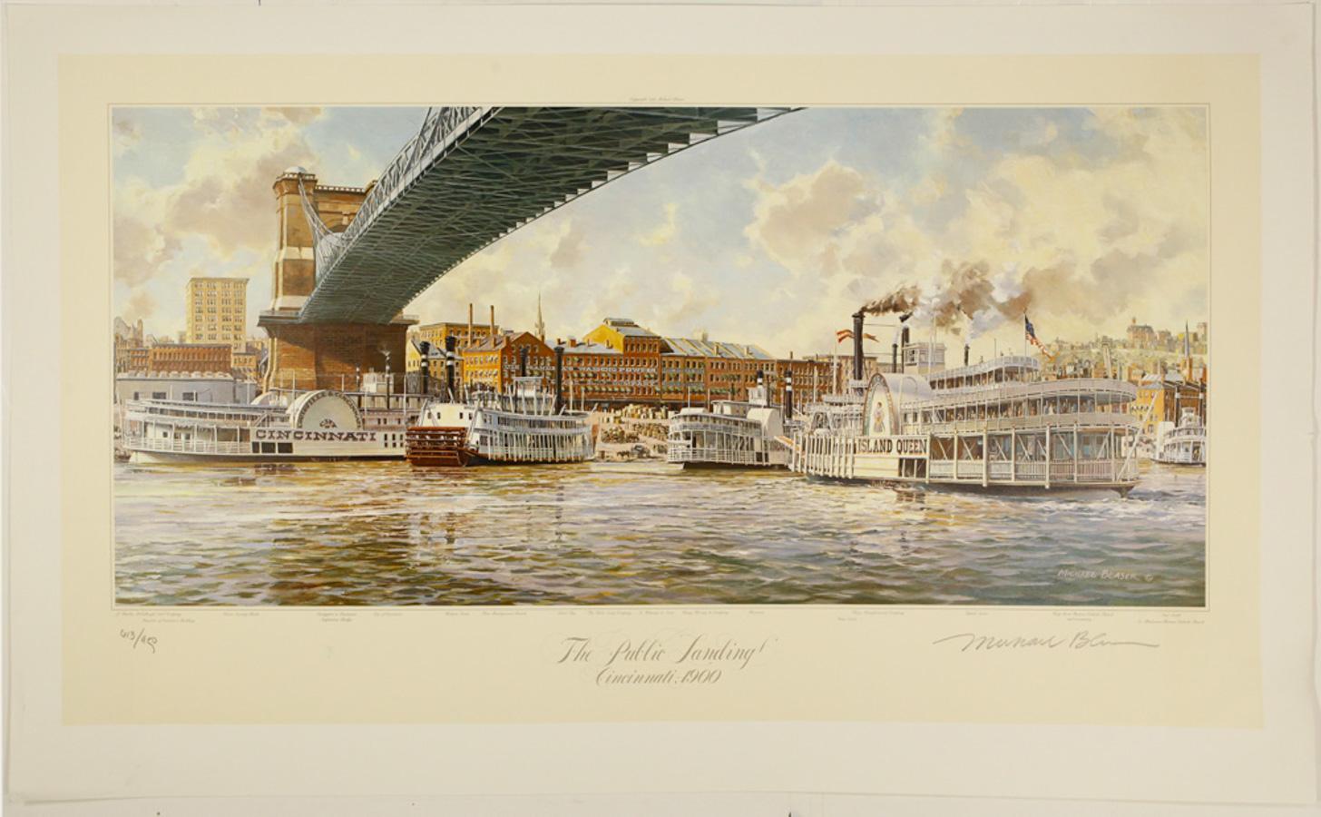 Michael Blaser Print - The Public Landing/Cincinnati, 1900