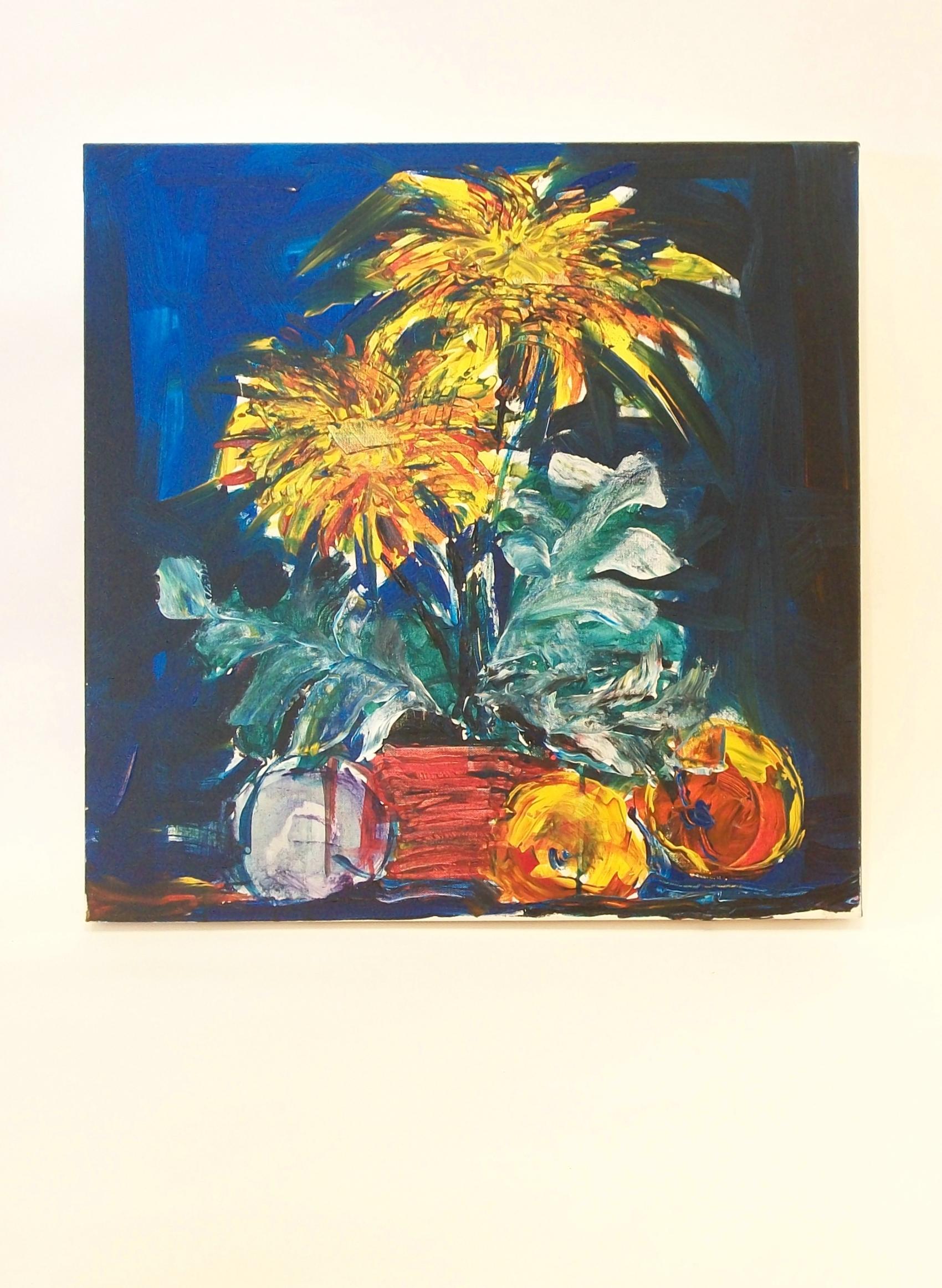 MICHAEL BLAZEK - #15 - Floral Still Life Acrylic Painting - Canada - Circa 2015 In Good Condition For Sale In Chatham, ON