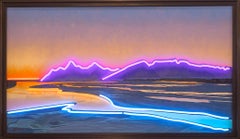 "Stillness at Twilight" - Landscape, Oil Painting and Light Installation