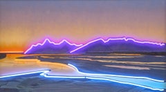 "Stillness at Twilight" - Landscape, Oil Painting and Light Installation