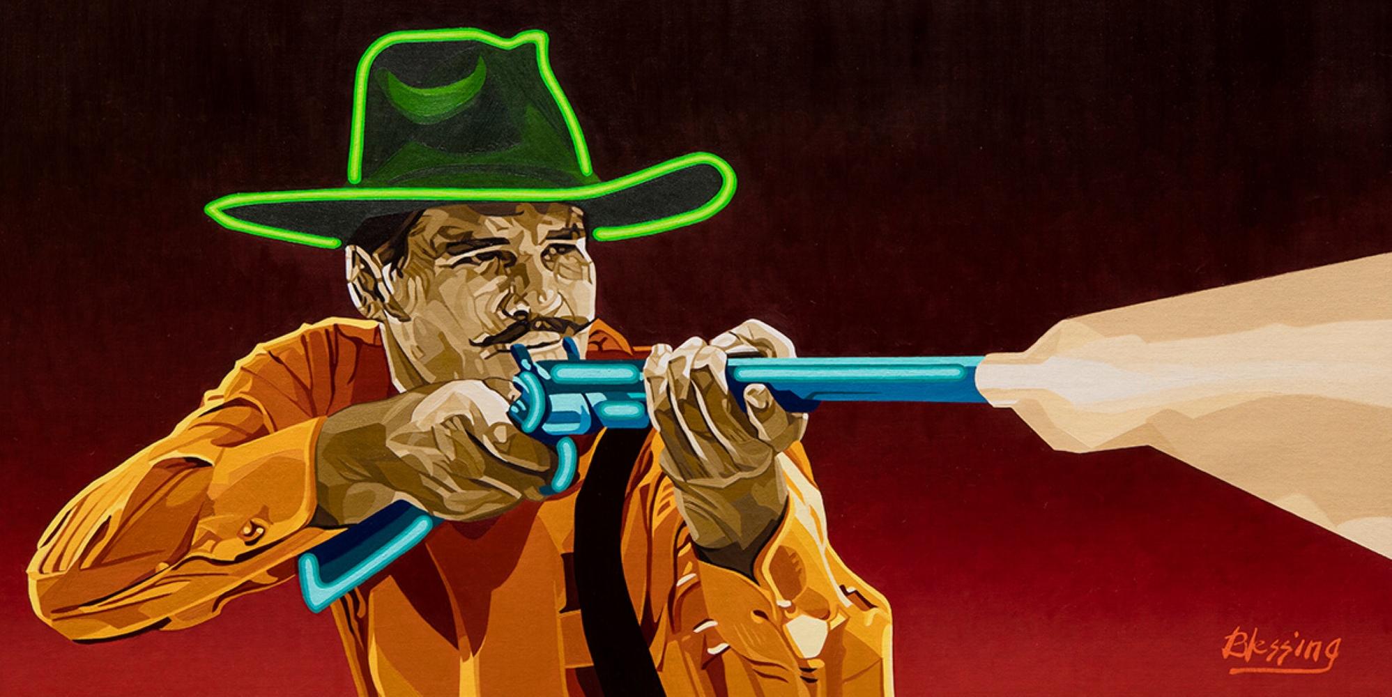"The Equalizer" - Contemporary Western Portrait, Oil Painting on Linen