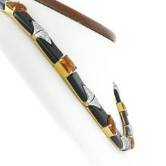 Statement-Halskette von Michael Bondanza, 18 Karat Gold Platin Diamant Citrin Schwarzer Onyx