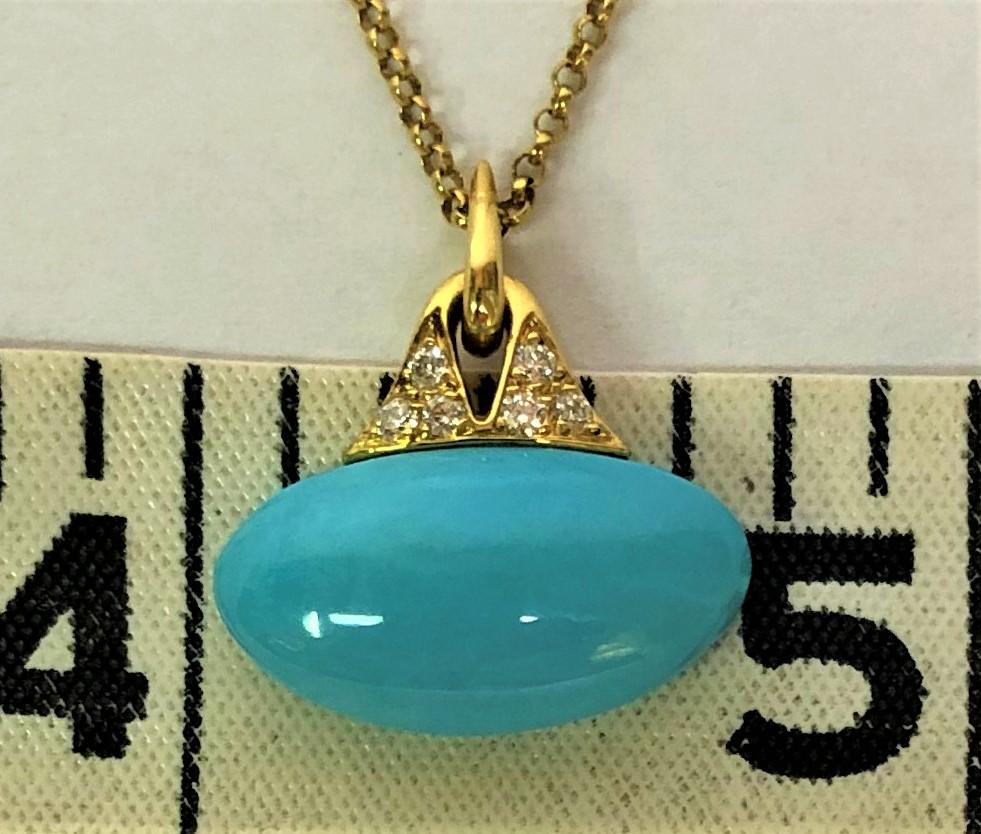 Michael Bondanza 18KY Turquoise Diamond Necklace In New Condition In Cincinnati, OH