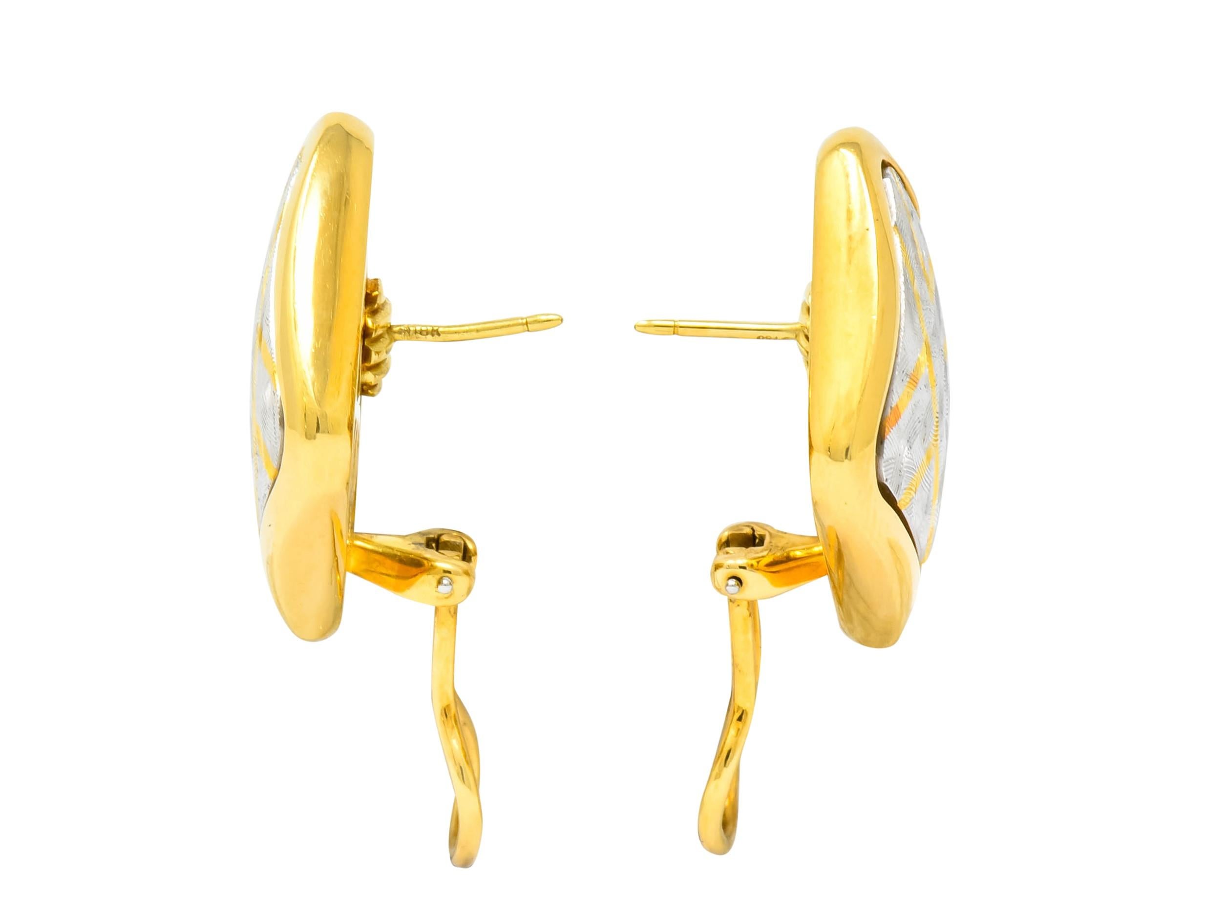 Women's or Men's Michael Bondanza 1990s Platinum 18 Karat Gold Signature Earrings