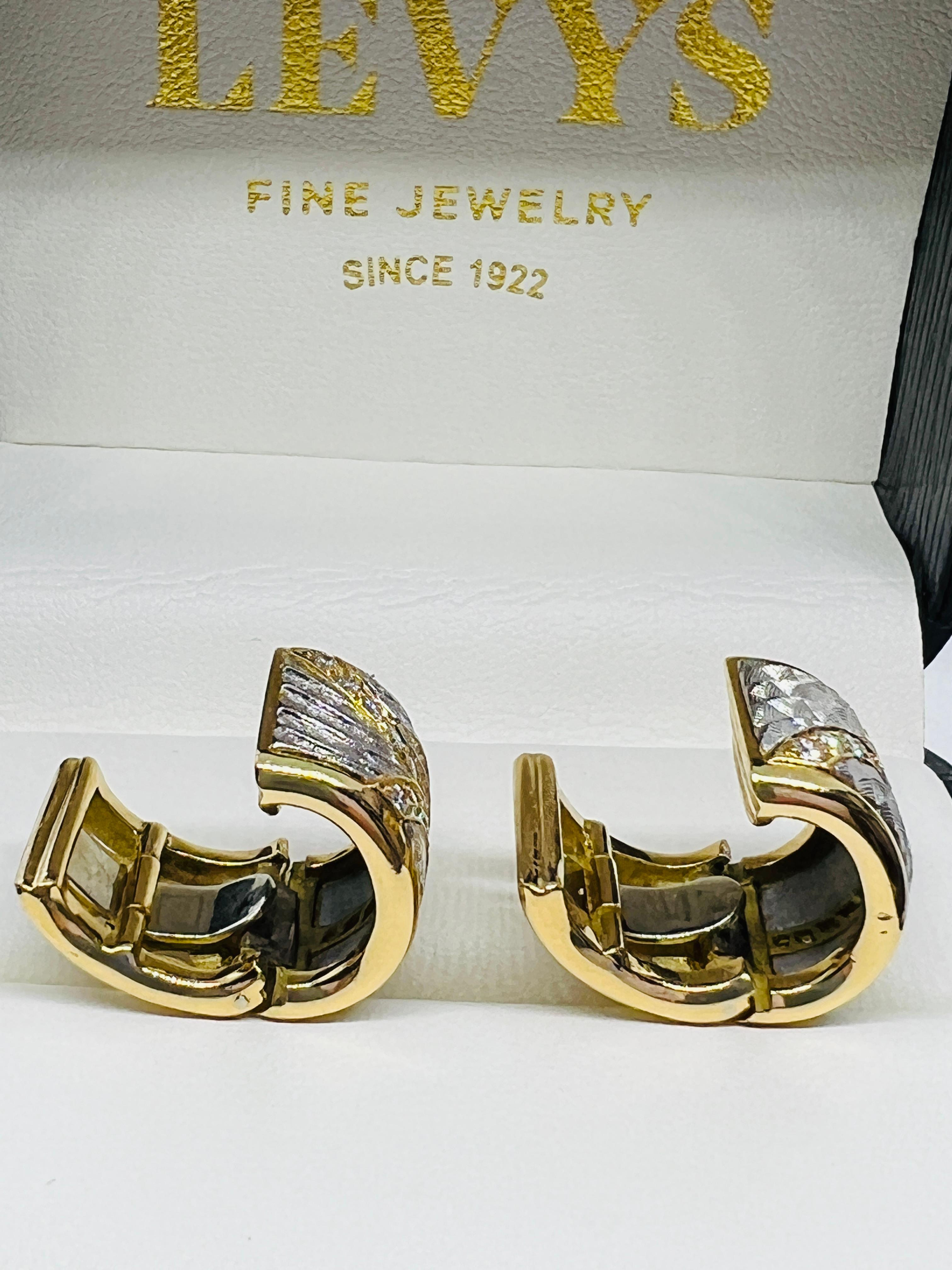 Michael Bondanza 22 Venti Hoop Earrings 18K yellow Gold Platinum & Diamond  For Sale 6