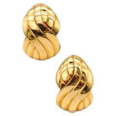 Michael Bondanza Contemporary Knots Clip Earrings in Solid 18Kt Yellow Gold