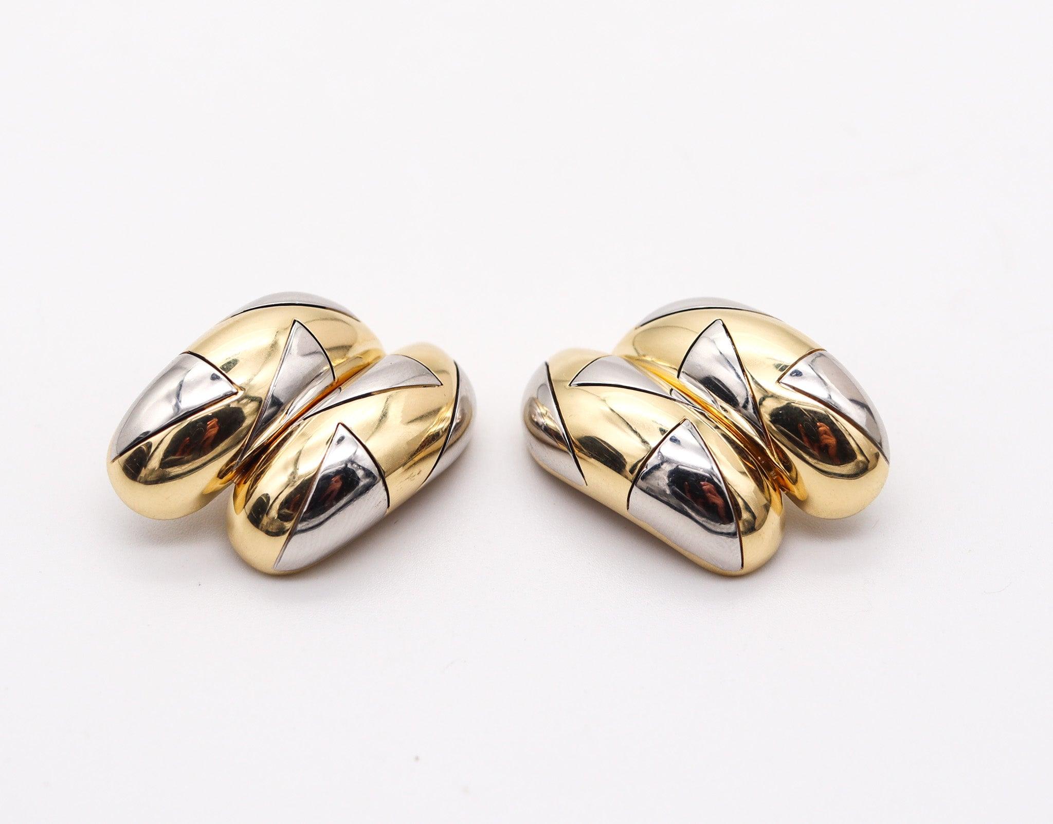 Clips d'oreilles MICHAEL BONDANZA en platine et or jaune 18 carats Excellent état - En vente à Miami, FL