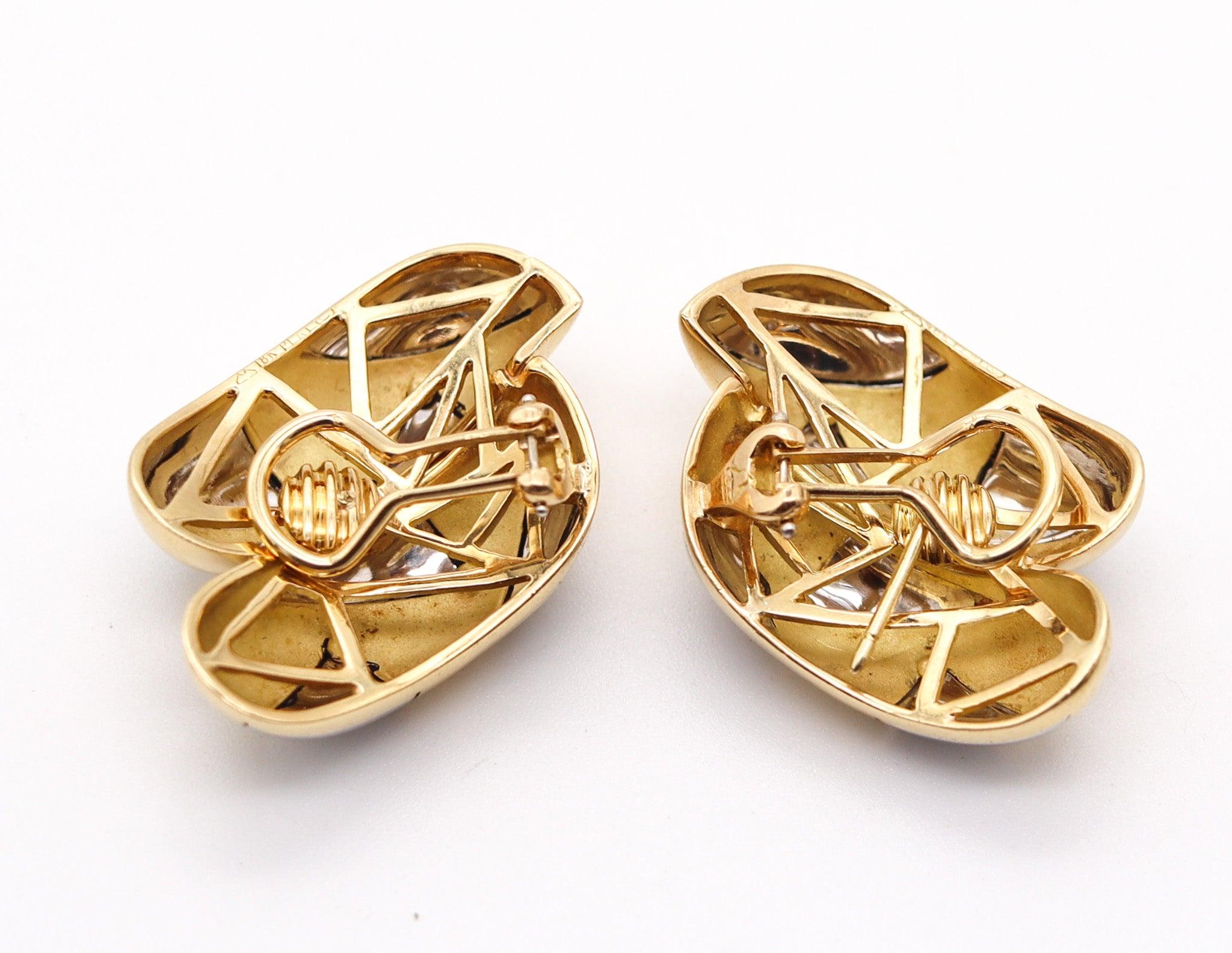 Clips d'oreilles MICHAEL BONDANZA en platine et or jaune 18 carats Pour femmes en vente