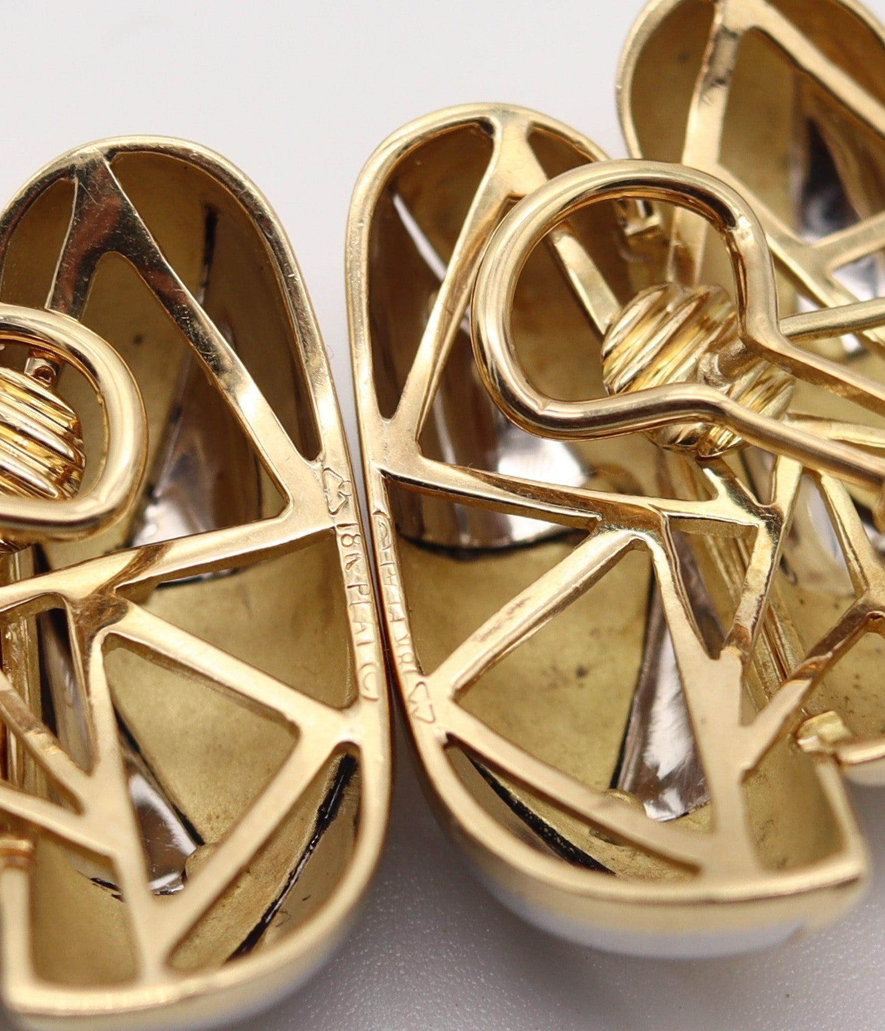 Clips d'oreilles MICHAEL BONDANZA en platine et or jaune 18 carats en vente 1