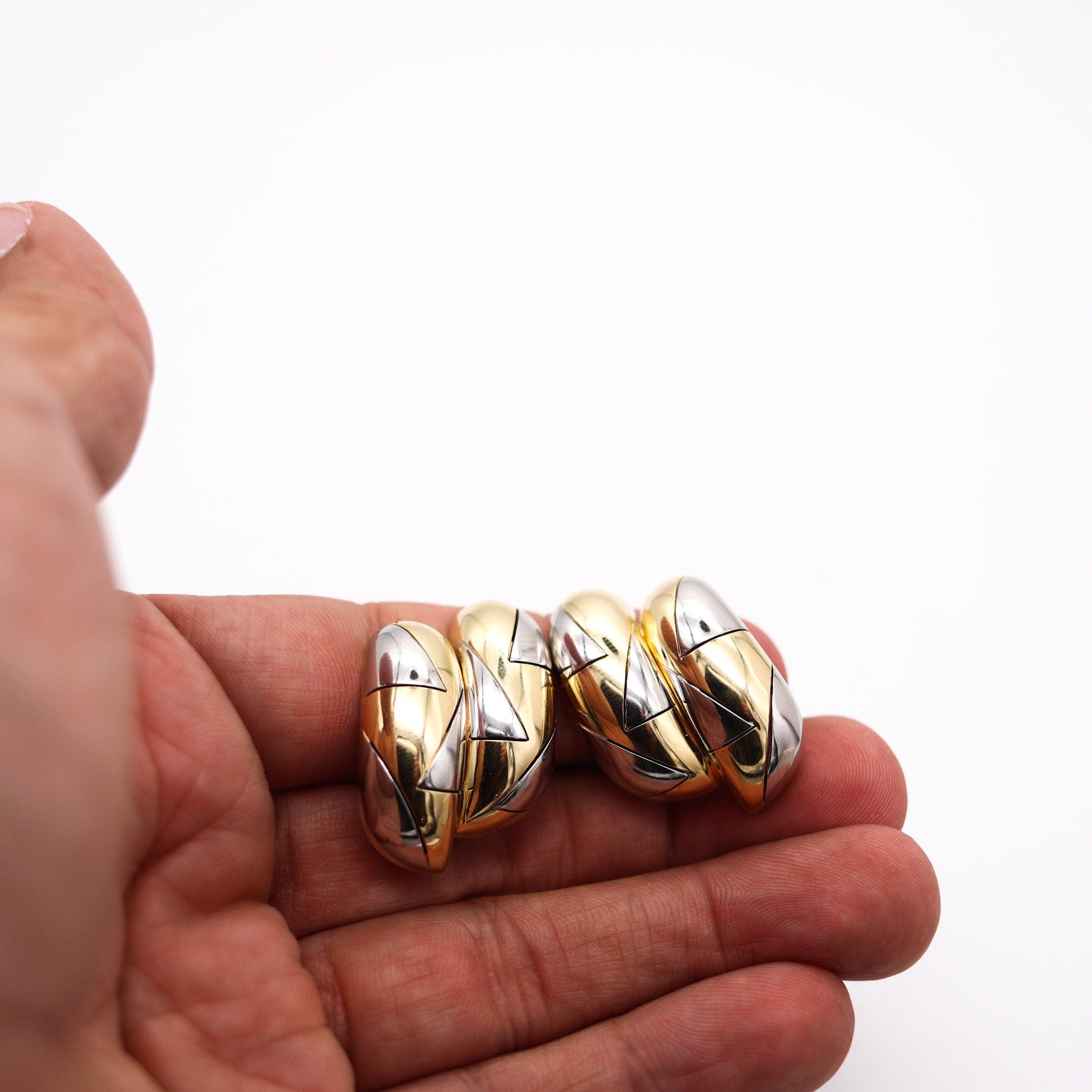 Clips d'oreilles MICHAEL BONDANZA en platine et or jaune 18 carats en vente 2