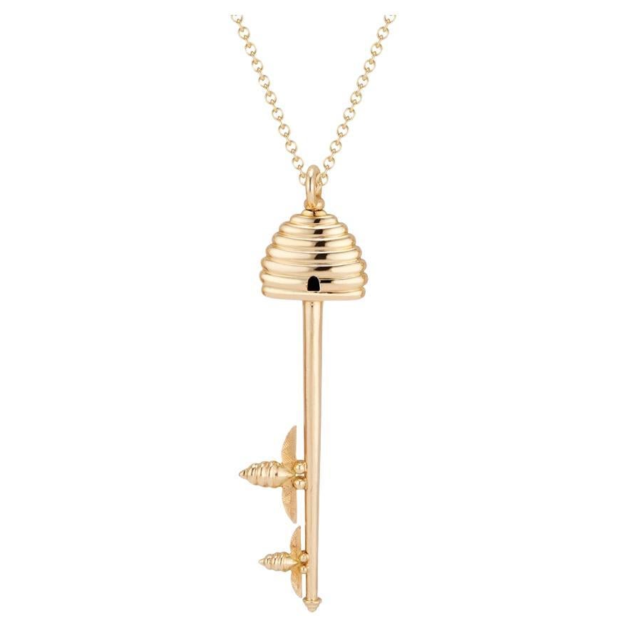 Michael Bondanza Gold Bee Key Necklace For Sale