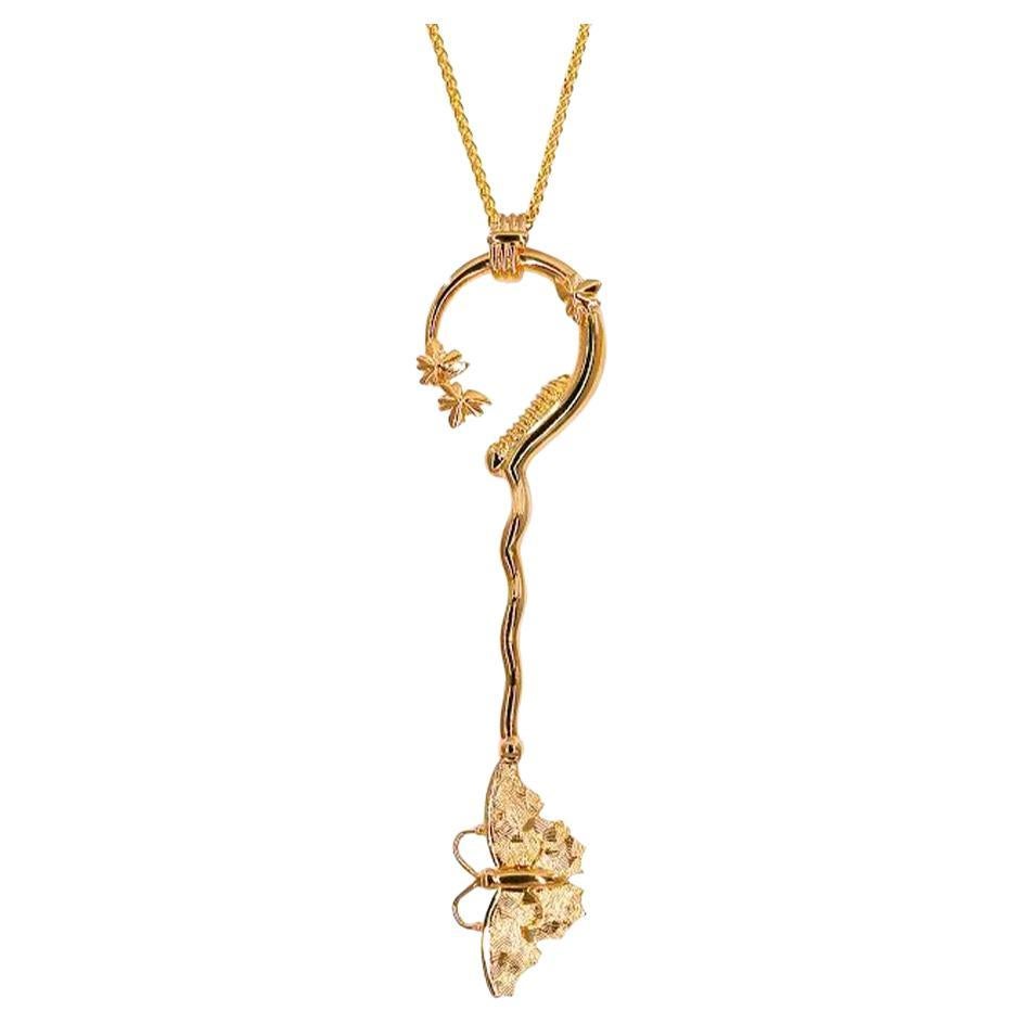 Michael Bondanza Gold Butterfly Key Necklace For Sale