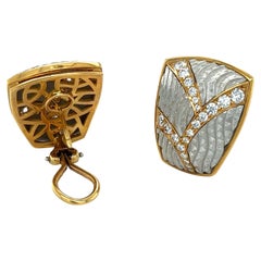 Michael Bondanza Boucles d'oreilles vénitiennes en platine, 18 carats YG et diamants de 1,37 carat