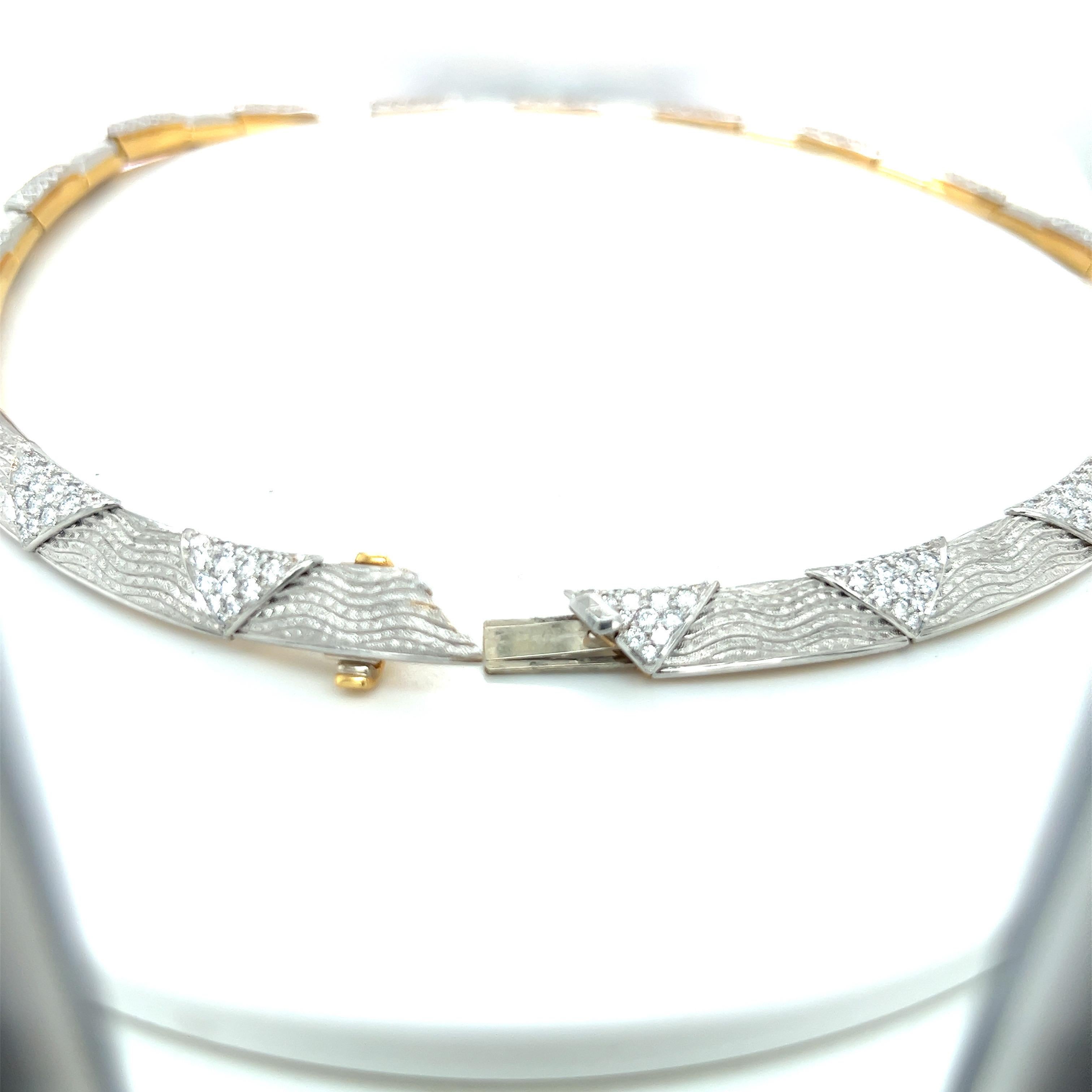 Michael Bondanza Platin, 18 KT und  6.79Cts. Diamant Pompei Halskette (Rundschliff)
