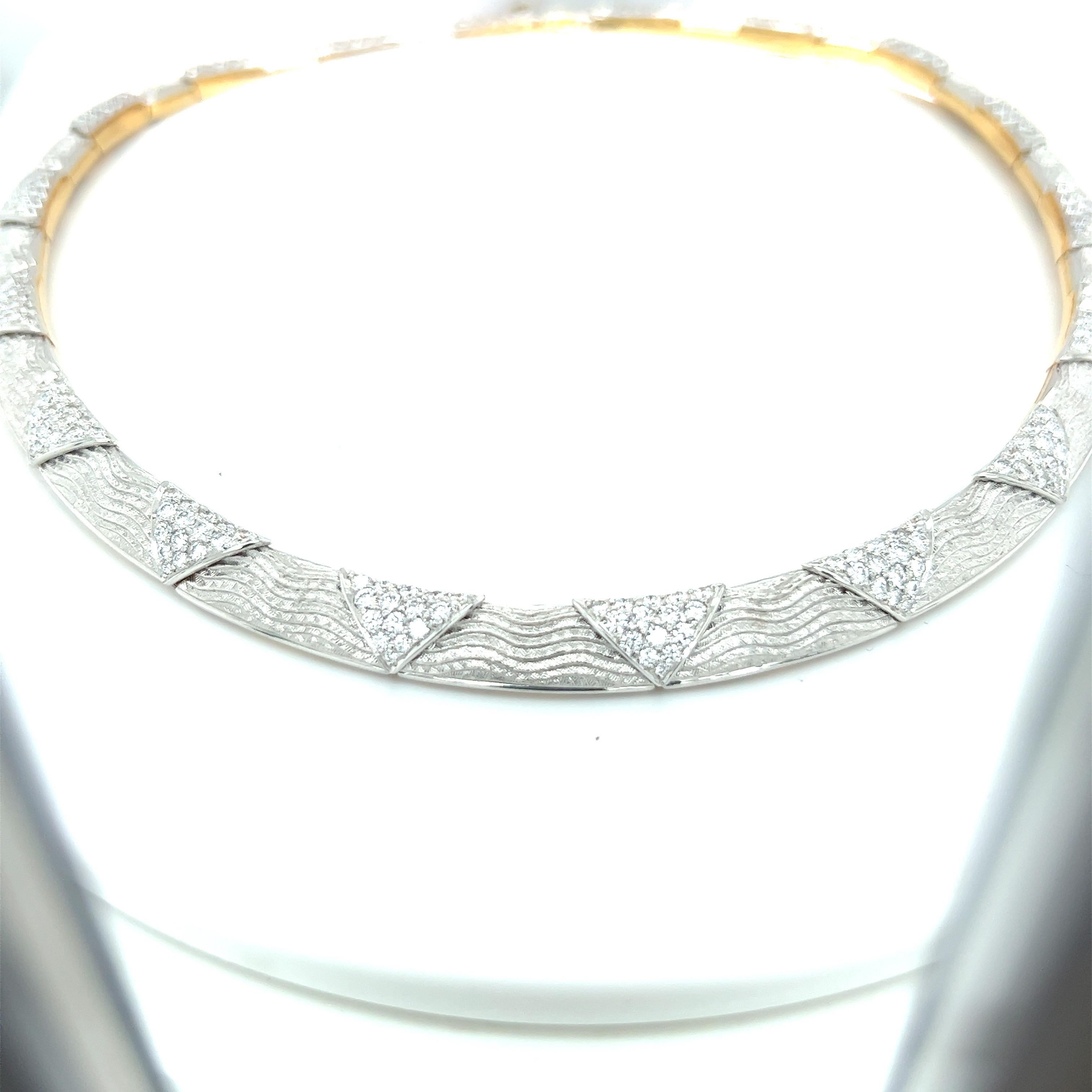 Round Cut Michael Bondanza Platinum, 18 Karat and 6.79 Carats, Diamond Pompei Necklace For Sale