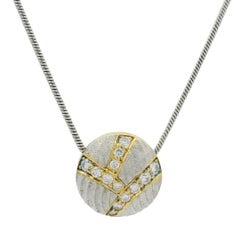 Michael Bondanza Platinum & 18k Gold .20ctw Diamond Round Slide Pendant Necklace