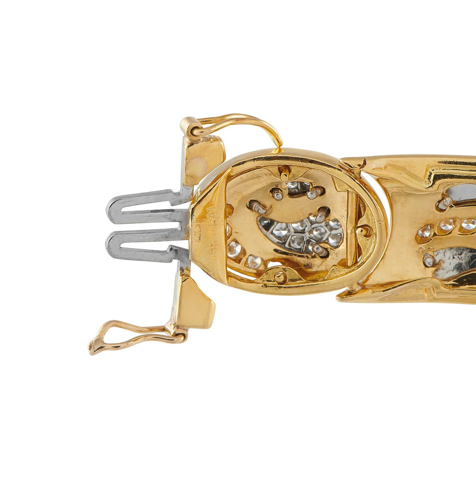 Michael Bondanza Pulsera de platino y oro amarillo de 18 quilates con 1,45 ct de diamantes MB28-070225 Corte redondo en venta