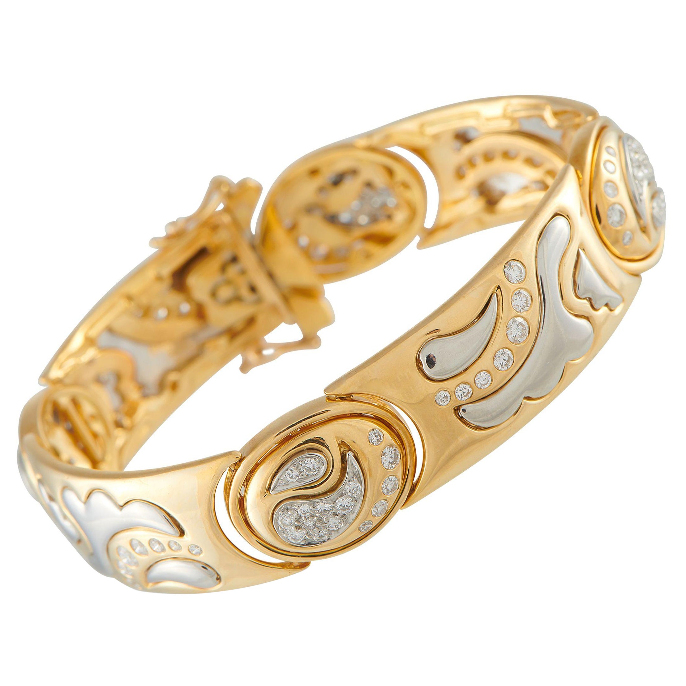 Michael Bondanza Pulsera de platino y oro amarillo de 18 quilates con 1,45 ct de diamantes MB28-070225