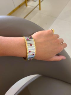 Michael Bondanza Bracelet en platine et or jaune 18 carats avec rubis et diamants