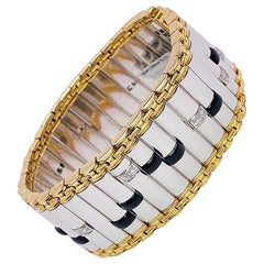 Michael Bondanza Bracelet « Architectural » en platine et or 18 carats, onyx et diamants