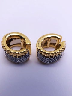 Michael Bondanza Platinum and 18 Karat Gold Heat Wave Huggie Earring