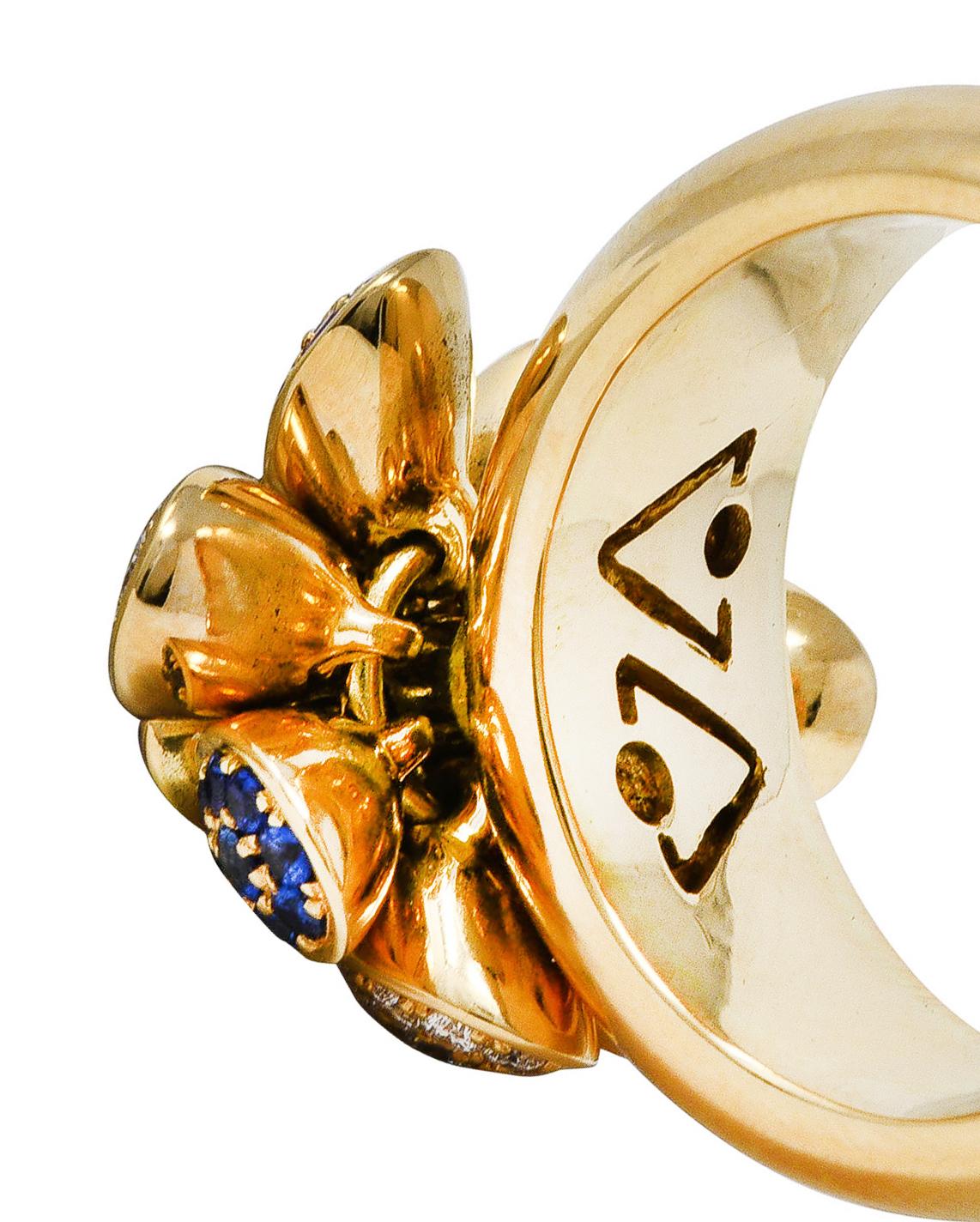 Michael Bondanza Ruby Diamond Sapphire 18 Karat Yellow Gold Tremblant Ring 4