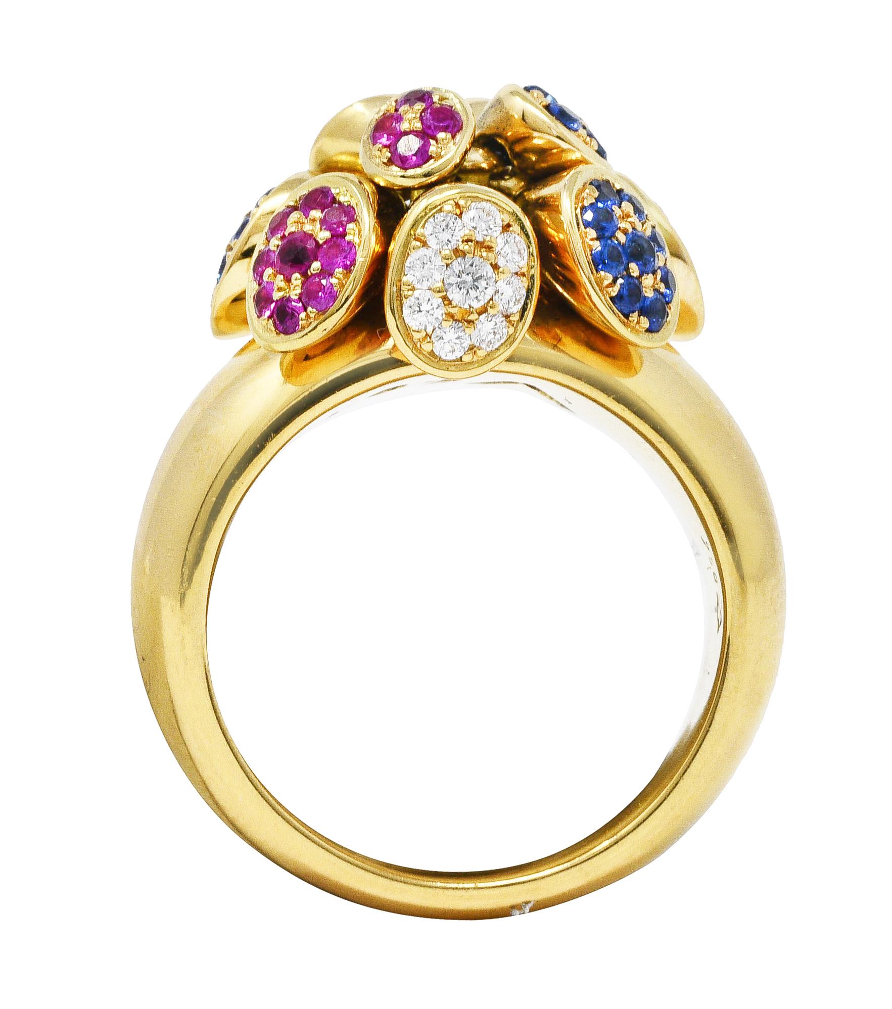 Michael Bondanza Ruby Diamond Sapphire 18 Karat Yellow Gold Tremblant Ring 5