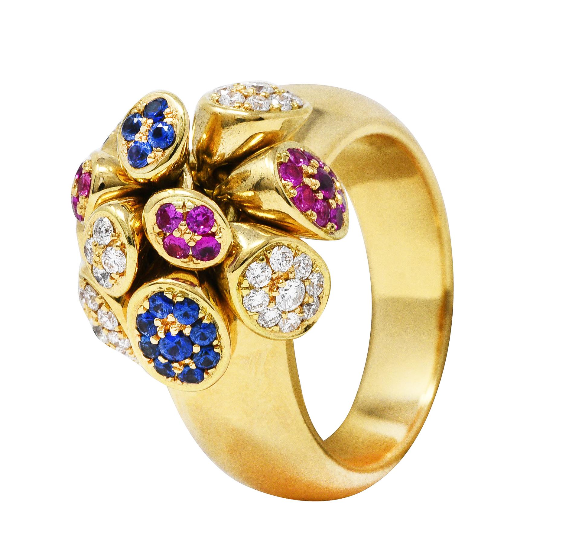 Michael Bondanza Ruby Diamond Sapphire 18 Karat Yellow Gold Tremblant Ring 6